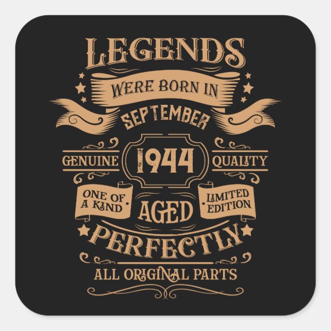 Personalised eighty vintage 80th birthday party square sticker (Front)