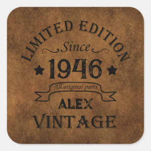Personalised eighty vintage 80th birthday party square sticker