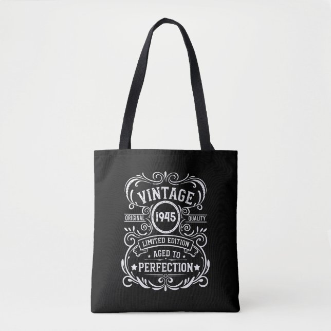 Personalised eighty vintage 80th birthday party tote bag (Front)
