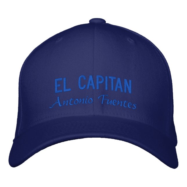Personalised El Capitan Blue Fishing Embroidered Hat (Front)