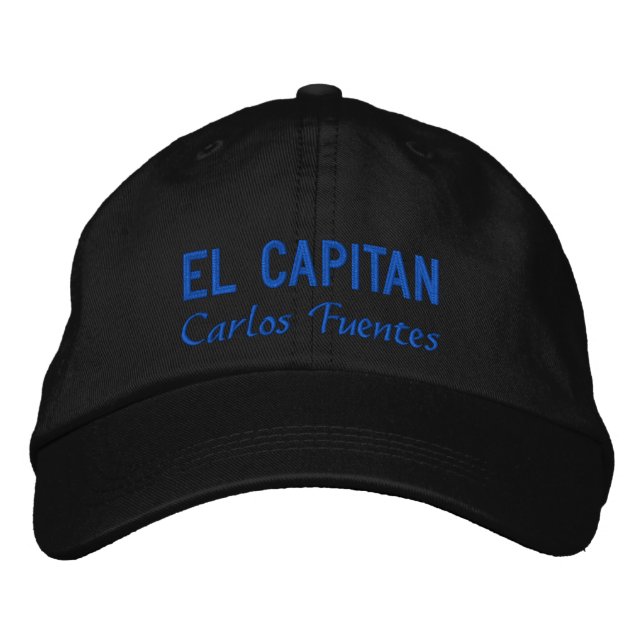Personalised El Capitan Spanish Blue Fishing Embroidered Hat (Front)