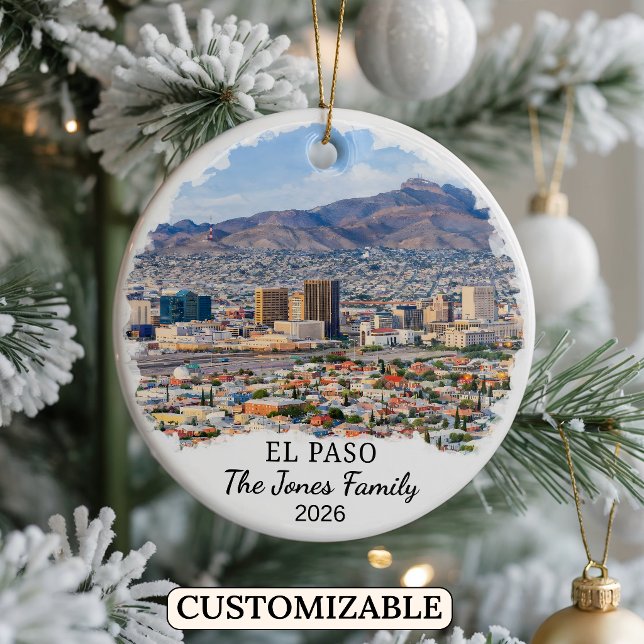 Personalised El Paso Ornament, Custom Texas Ceramic Tree Decoration (Creator Uploaded)