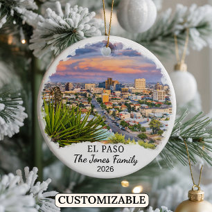 Personalised El Paso Ornament, Custom Texas Ceramic Tree Decoration