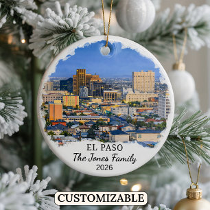 Personalised El Paso Ornament, Custom Texas Ceramic Tree Decoration