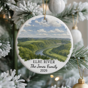 Personalised Elbe River Ceramic Ornament, Custom G Tree Decoration