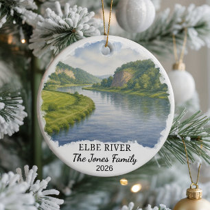 Personalised Elbe River Ceramic Ornament, Custom G Tree Decoration
