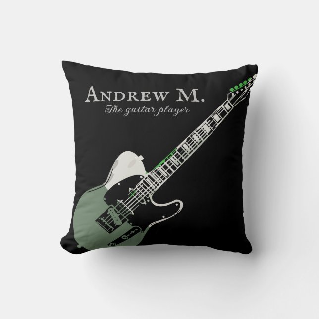 Personalised Electric-guitar / guitarist Gift Cushion (Front)