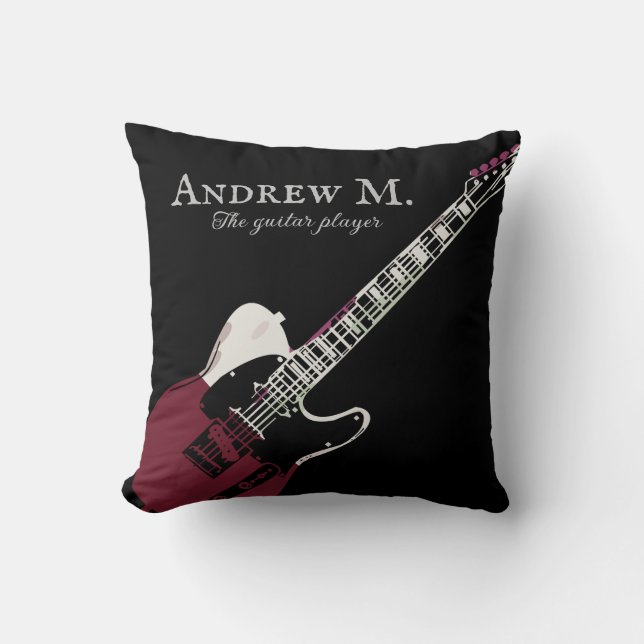 Personalised Electric-guitar / guitarist Gift Thro Cushion (Front)