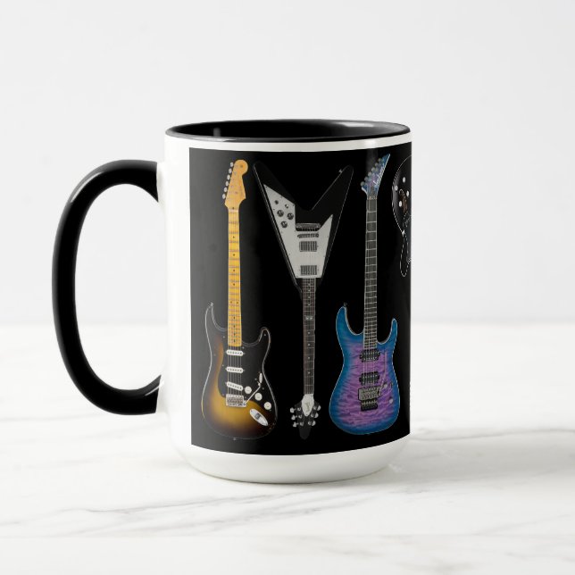 Personalised Electric Guitars Black Mug (Left)