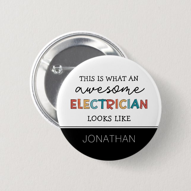 Personalised Electrician Funny Gifts 6 Cm Round Badge (Front & Back)