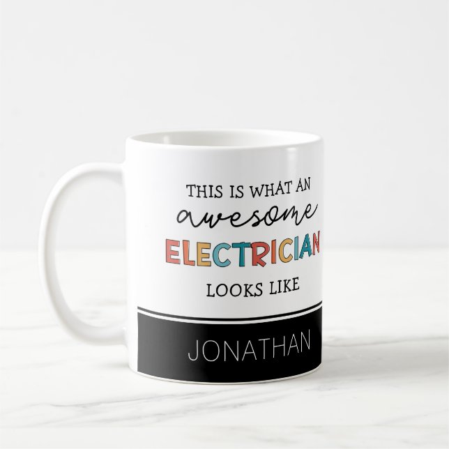 Personalised Electrician Funny Gifts Coffee Mug (Left)