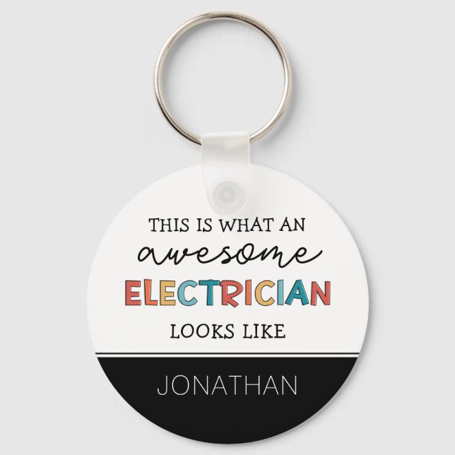 Personalised Electrician Funny Gifts Key Ring (Front)