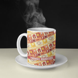 Personalised Electrician Iconic Pattern Coffee Mug