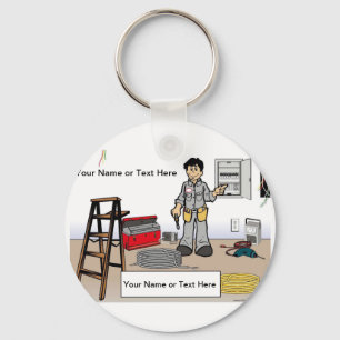Personalised Electrician - Male Cartoon   Key Ring