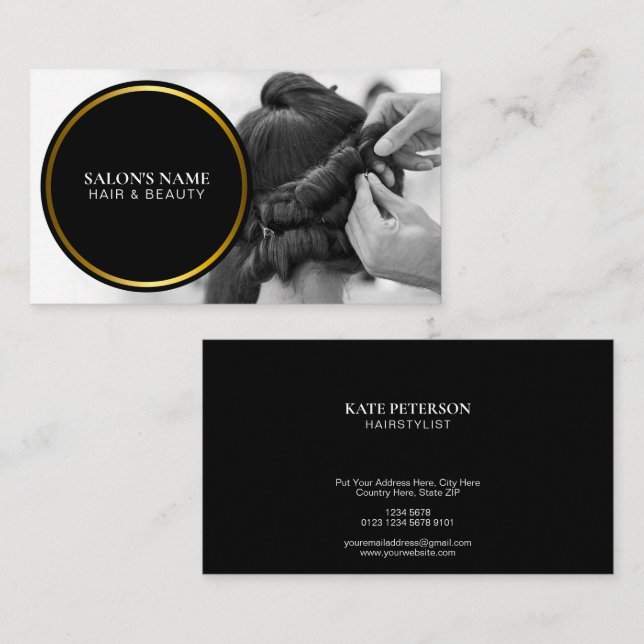 Personalised Elegance Black and White Photo Business Card (Front/Back)