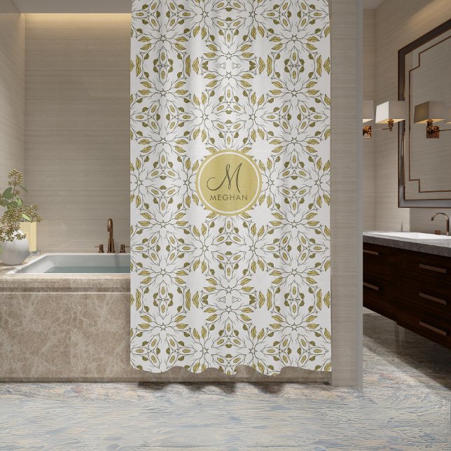 Personalised Elegance. Botanical Bliss Shower Curtain (Your Signature Style Awaits)