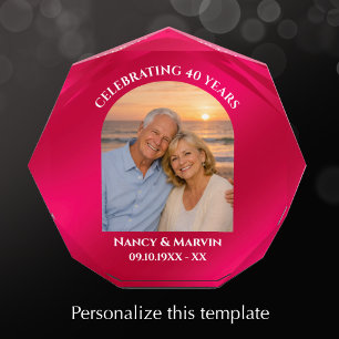 Personalised Elegant 40th Anniversary Photo Gift Block