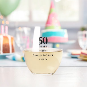 Personalised Elegant 50th Diamond Anniversary Gift Stemless Wine Glass