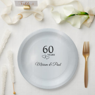 Personalised Elegant 60th Anniversary Party Paper Plate