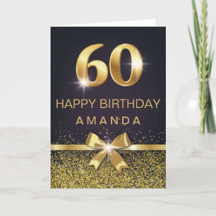 Personalised Elegant 60th Birthday Gold Glitter Card