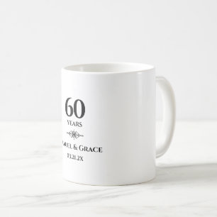 Personalised Elegant 60th Diamond Anniversary Gift Coffee Mug
