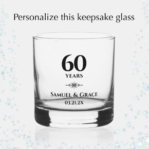Personalised Elegant 60th Diamond Anniversary Gift Whiskey Glass