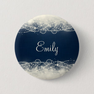 Personalised Elegant Abstract Lace and Pearls 6 Cm Round Badge