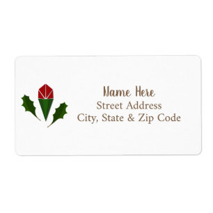 Personalised Elegant Abstract Red Roses and Holly