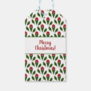 Personalised Elegant Abstract Red Roses and Holly Gift Tags