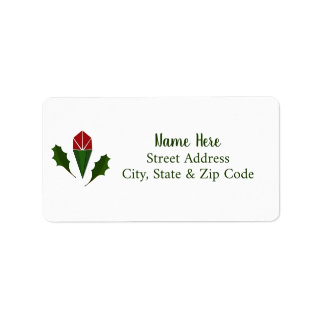 Personalised Elegant Abstract Red Roses, Holly Label (Front)