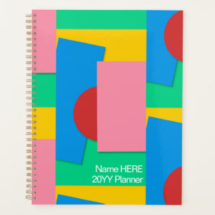 Personalised Elegant Abstract Shape & Colour Pink Planner