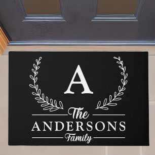 Personalised Elegant and Classy Family Name Black Doormat