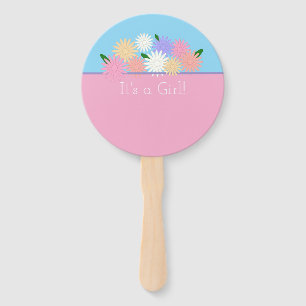Personalised Elegant Baby Boy Girl Gender Reveal Hand Fan