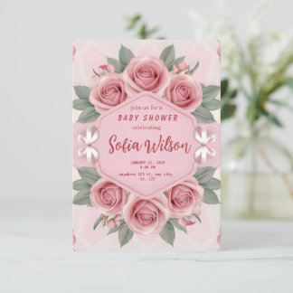[Personalised] Elegant Baby Girl Shower Invitation