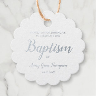Personalised Elegant Baby Name Baptism Thank You Favour Tags