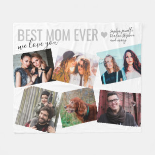 Personalised Elegant Best Mum Ever 6 Photo Fleece Blanket