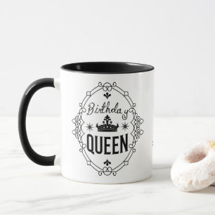 Personalised Elegant Birthday Queen Typography Mug