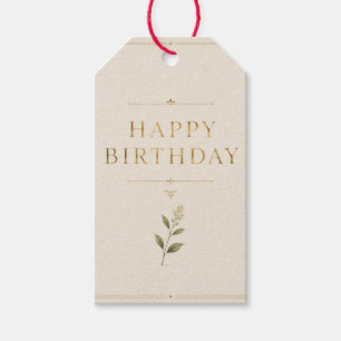 Personalised Elegant Birthday with Antique Gold Gift Tags