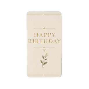 Personalised Elegant Birthday with Antique Gold  Label
