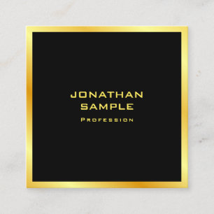 Personalised Elegant Black And Gold Modern Simple Square Business Card