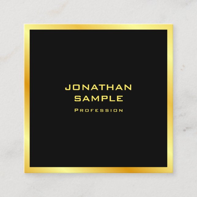 Personalised Elegant Black And Gold Modern Simple Square Business Card (Front)