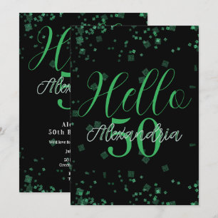 Personalised Elegant Black and Green 50th Birthday Invitation