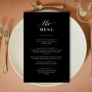 Personalised Elegant Black and White Wedding Menu