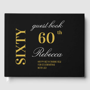 Personalised Elegant Black & Gold 60th Birthday  Guest Book