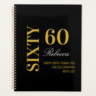 Personalised Elegant Black & Gold 60th Birthday Planner