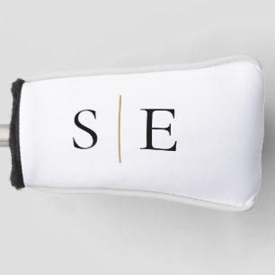 Personalised Elegant Black Gold Monogram Golf Head Cover