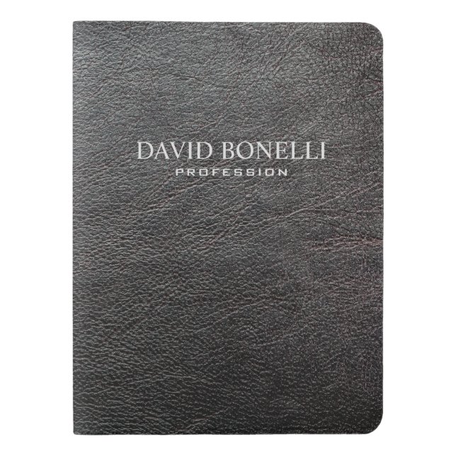 Personalised Elegant Black Leather Masculine Extra Large Moleskine Notebook (Front)