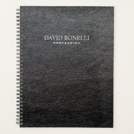 Personalised Elegant Black Leather Masculine Planner