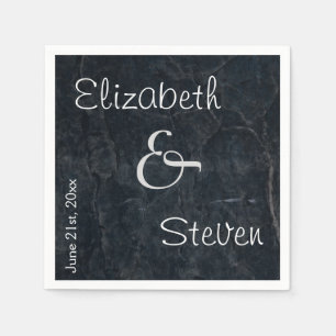 Personalised Elegant Black Stone Texture Napkin