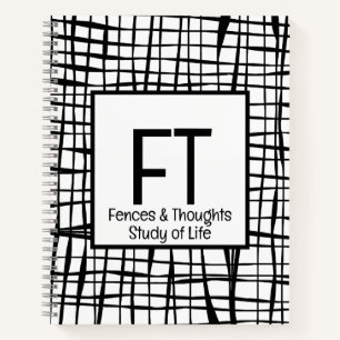 Personalised Elegant Black White Abstract Line Art Notebook